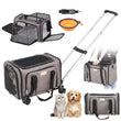 Airline-Approved Cat & Dog Carrier with Wheels – Rolling Travel Bag with Telescopic Handle, Ventilated Design & Shoulder Strap