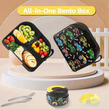 Toddler Leak-Proof Bento Lunch Box & Insulated Hot Food Jar with Lunch Bag – Kids School & Travel Meal Set
