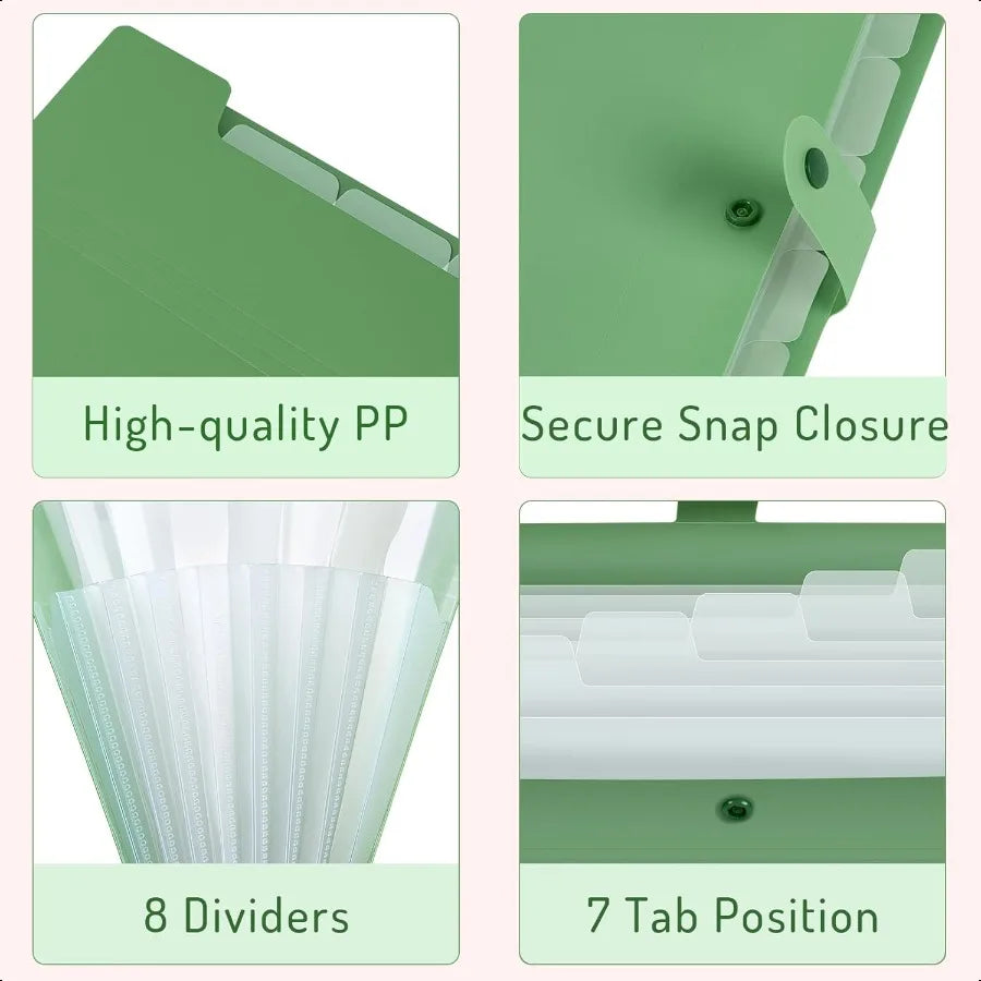 Expanding File Folder with 8 Pockets – Letter Size Accordion Document Organizer, Portable Paper Folder