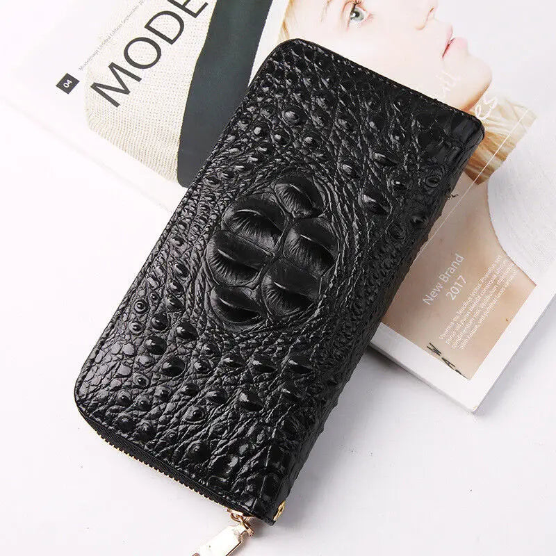 Women’s Crocodile PU Leather Wallet – Large-Capacity Organizer Clutch with Phone Pocket & Credit Card Holder