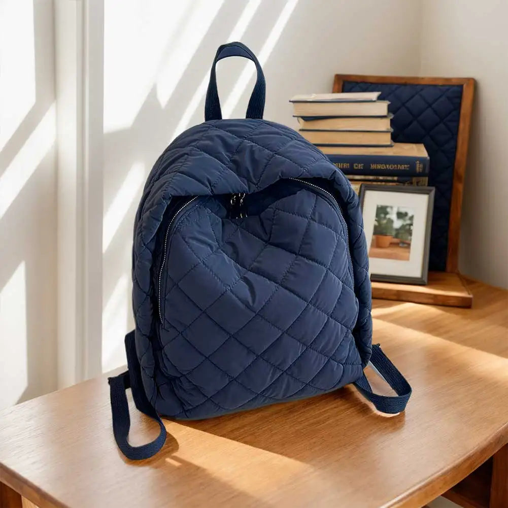 Quilted Nylon Backpack – Unisex Laptop Bookbag for School, Work & Travel 🎒