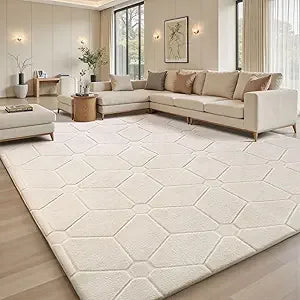 Fluffy Grey Washable Area Rug – 9x12 Soft Large Non-Slip Carpet for Living Room & Bedroom Décor