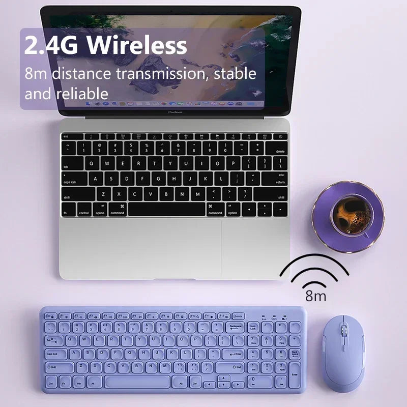 2.4G Wireless Gaming Keyboard and Mouse Combo – Portable Mini Keyboard with Silent Keys & Optical Mouse Kit for Laptop & PC