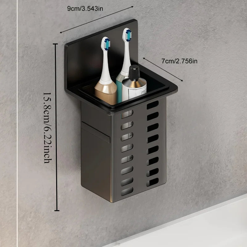 Wall-Mounted Toothbrush & Toothpaste Stand – Single-Functional Storage Rack for Bathroom