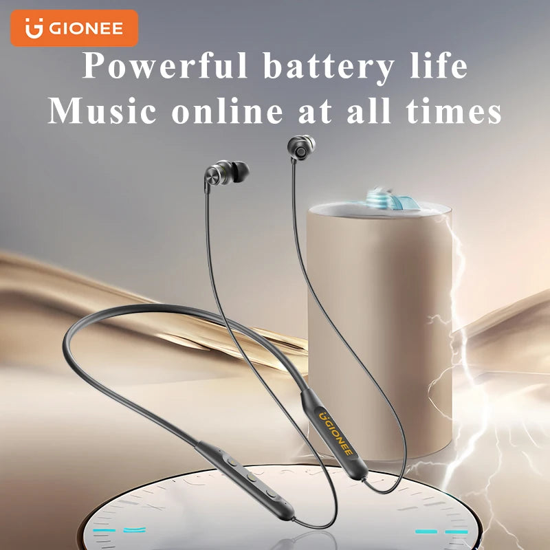 Gionee 5.3 Wireless Bluetooth Neckband Headset – Sport Neck-Hanging Earbuds with HiFi Sound, Mic & Waterproof Design