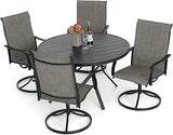 “5-Piece Outdoor Dining Set – 48-Inch Round Table with 4 Swivel Textilene Chairs, All-Weather Patio Furniture (Blue)”