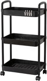 3-Tier Rolling Storage Cart with Wheels & Handle – Mobile Utility Trolley for Bathroom, Kitchen, Office, Laundry