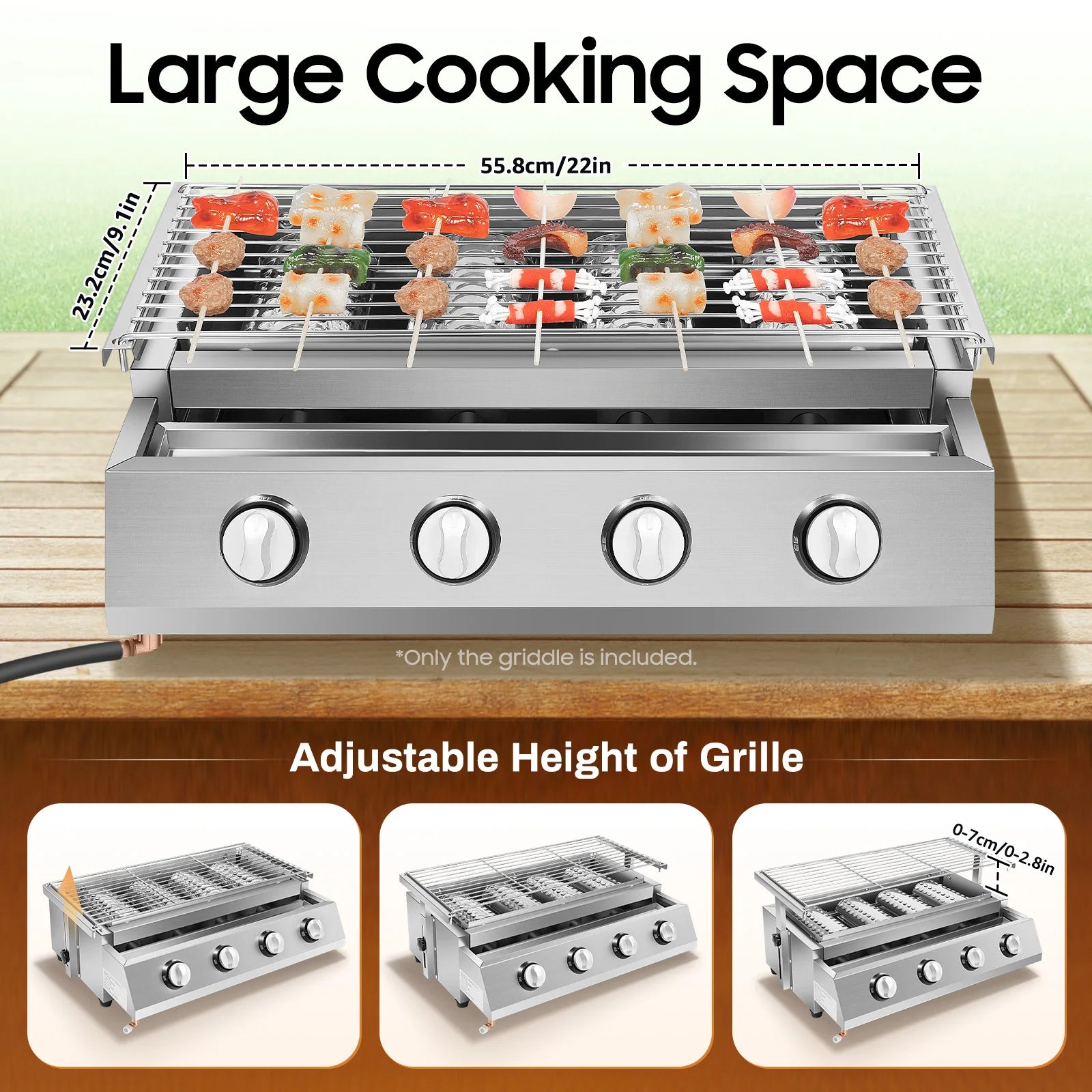 “4-Burner Propane Gas BBQ Grill – Stainless Steel Portable Smokeless Barbecue for Outdoor Patio & Garden”