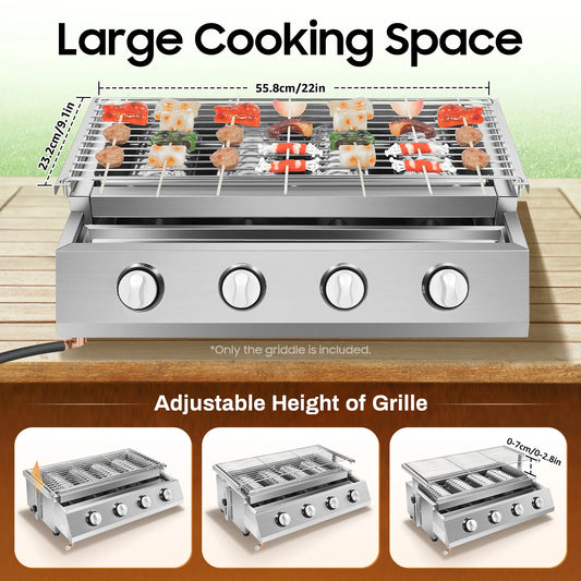 “4-Burner Propane Gas BBQ Grill – Stainless Steel Portable Smokeless Barbecue for Outdoor Patio & Garden”