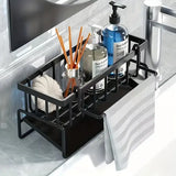 Multi-Functional Kitchen Sink Caddy Organizer – 9.1″ Wide Sponge & Dishcloth Drain Rack