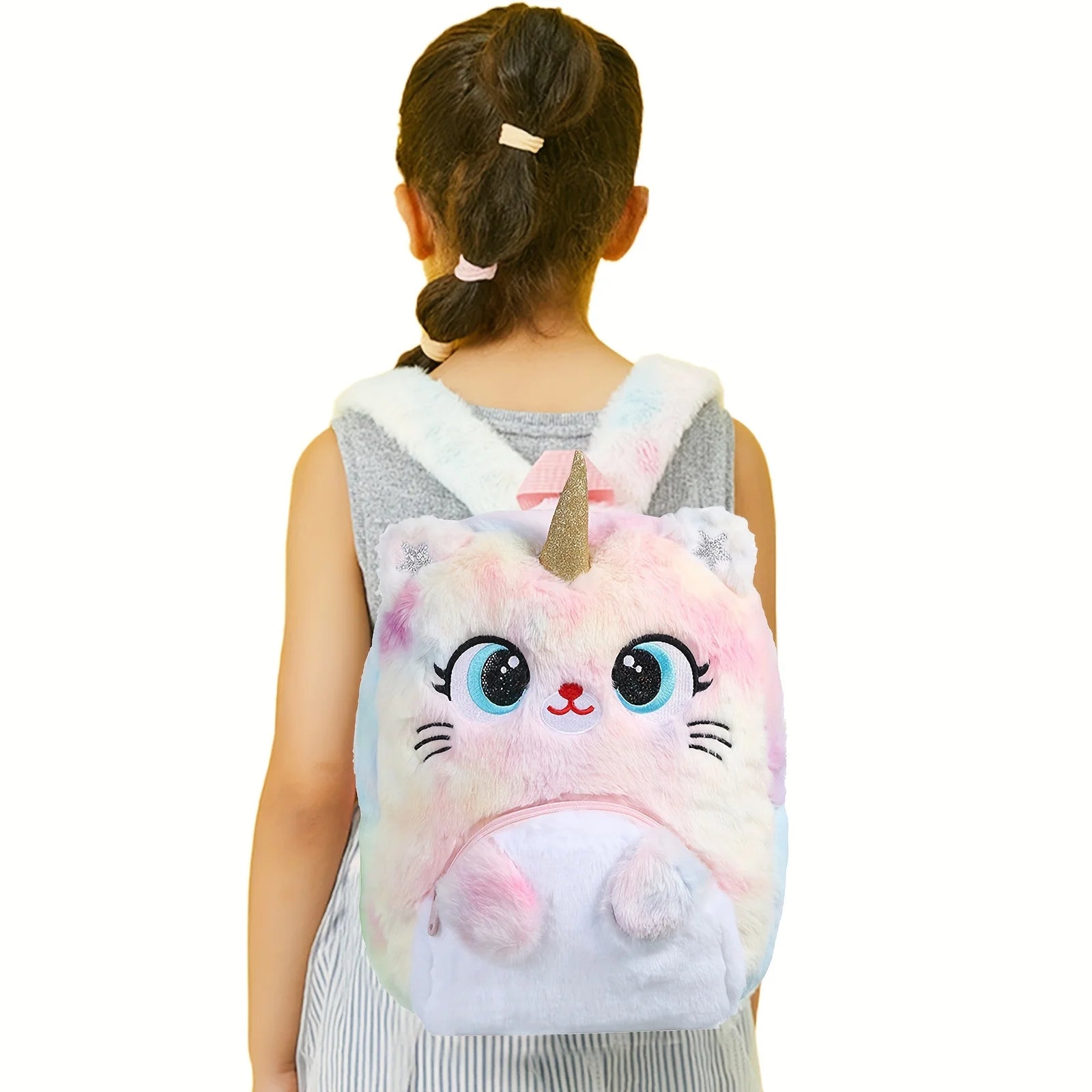 2-Piece Plush Unicorn Backpack & Shoulder Bag Set – Cute Kids Cartoon Bag Combo | Fashionable Birthday Gift for Girls