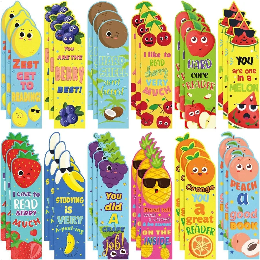 60-Piece Fruit Scented Bookmarks Set – Scratch & Sniff Smelly Cute Classroom Page Markers