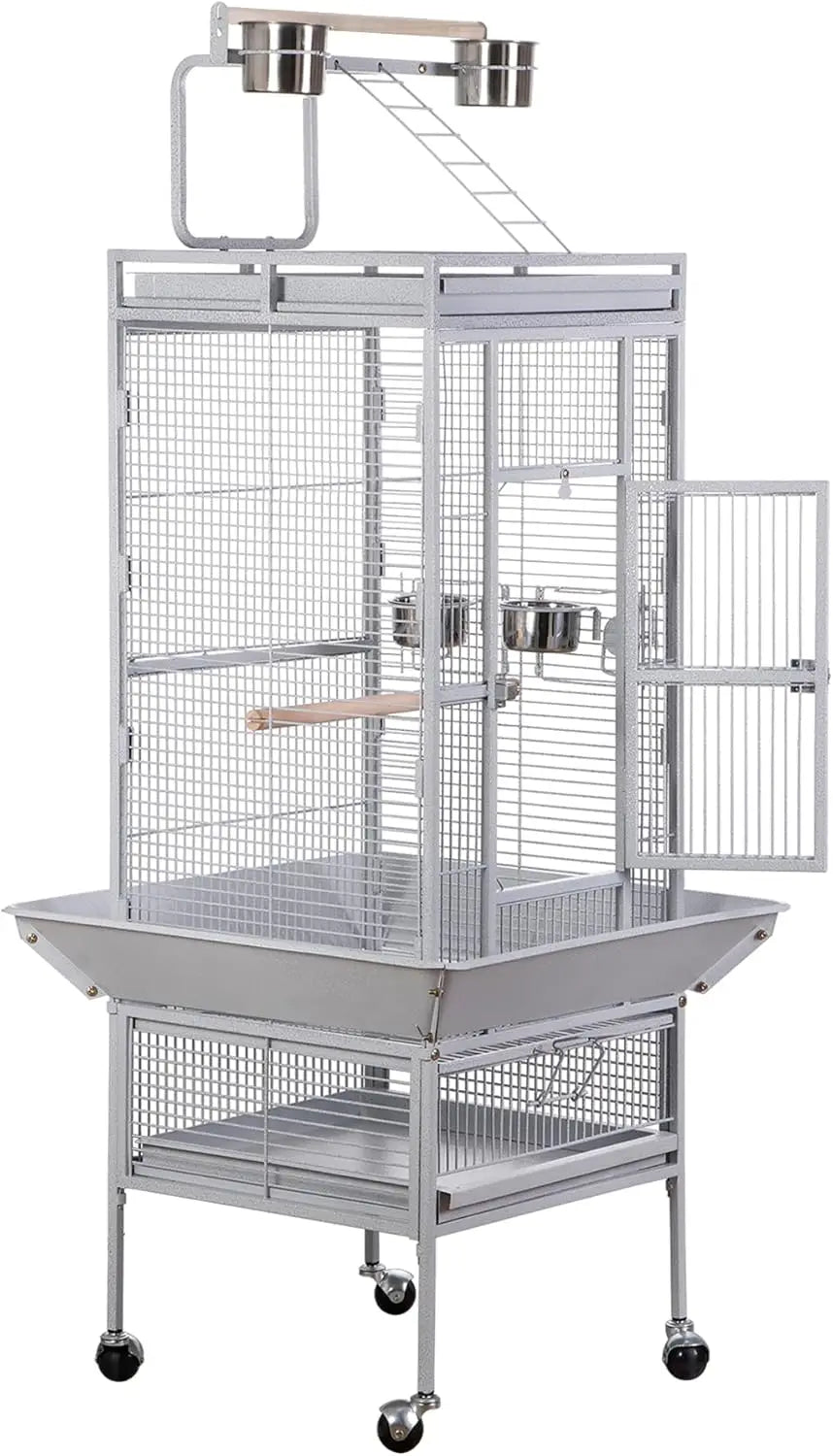 PlayTop XL Wrought-Iron Bird Cage with Rolling Stand — For Parakeets, Cockatiels, Quakers & Conures