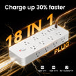 18-in-1 Multitap Power Strip – US Plug Extension with AC Outlets, USB & Type-C Ports, 4FT Braided Cord, Smart Home Electrical Socket