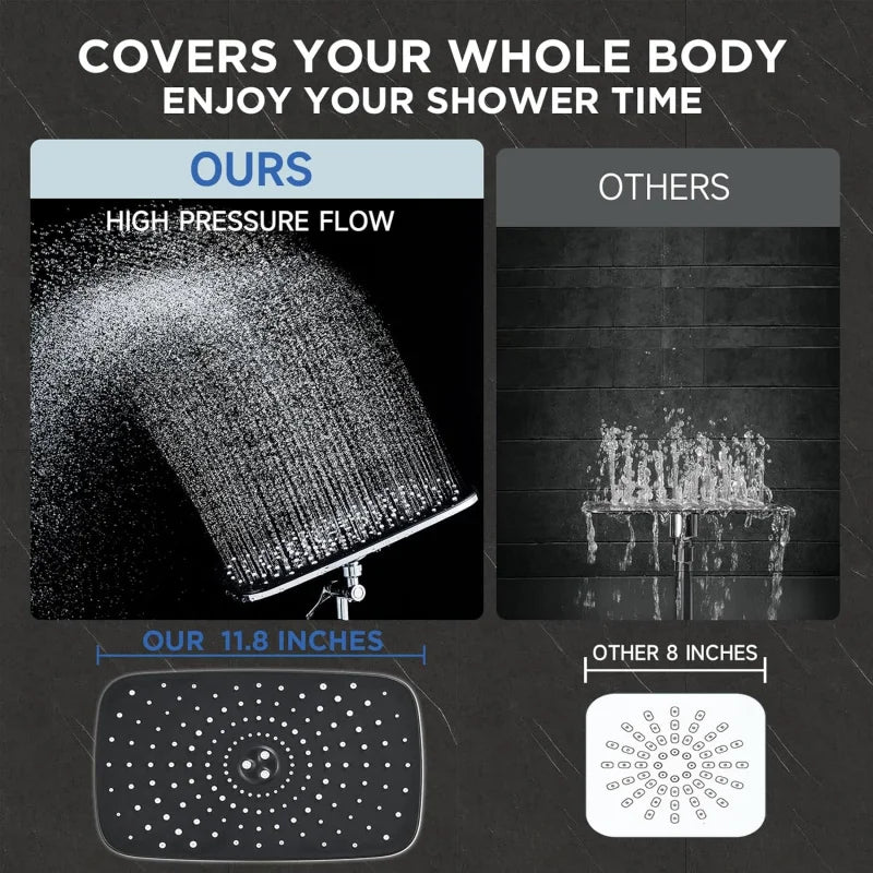 Wide Rain Shower Head Combo – 6-Mode Handheld & Fixed High-Pressure Set