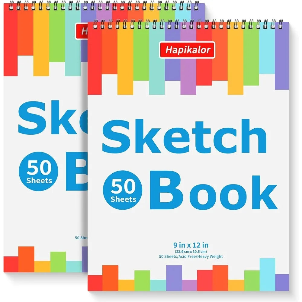 2-Pack 9×12″ Acid-Free Spiral Sketch Book – 50 Sheets Each Drawing Pad