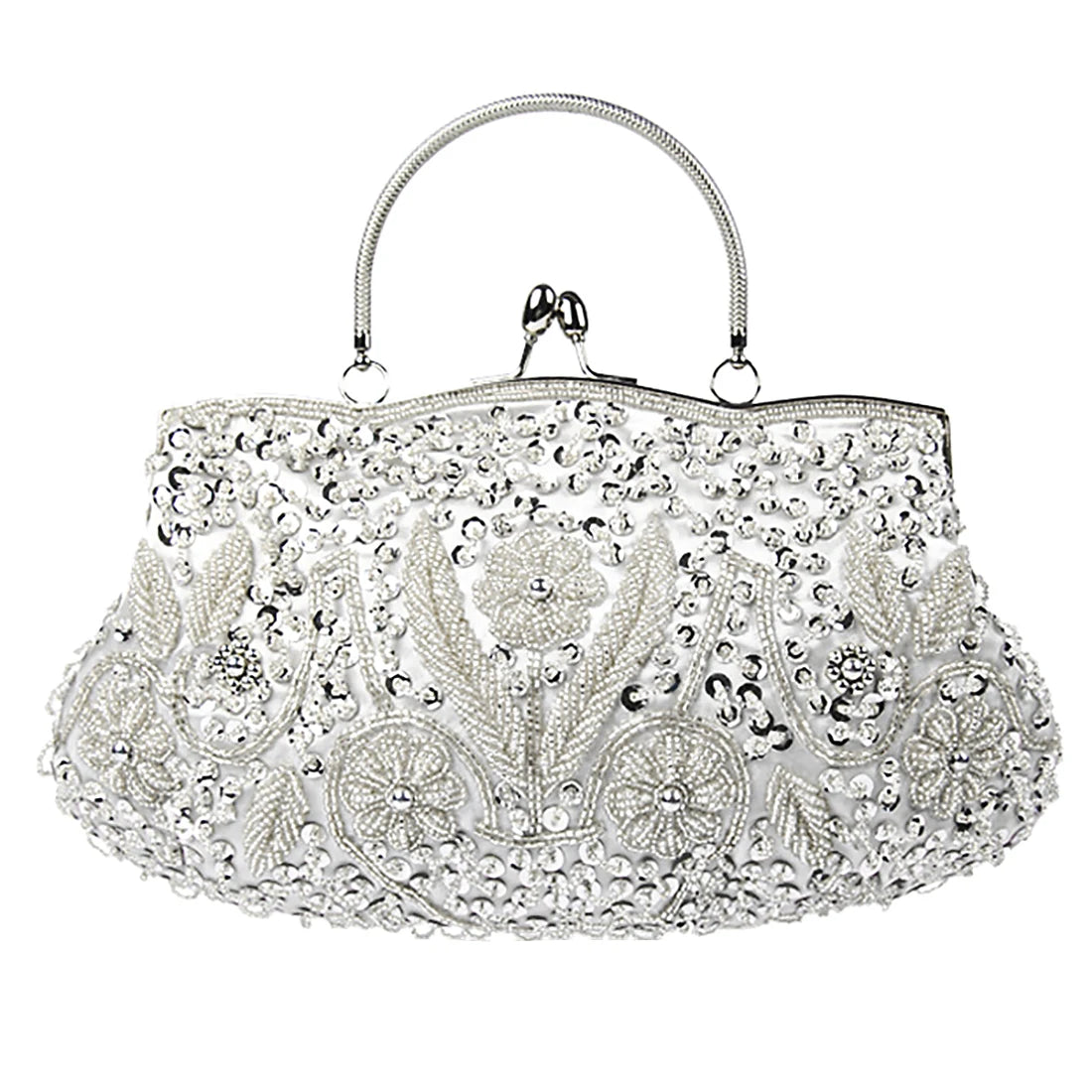 Women’s Retro Beaded Embroidered Tote – Small Evening Clutch Purse with Shoulder Chain for Weddings & Parties