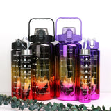 3PCS Leak-Proof Gradient Sports Water Bottles with Straws & Time Markers – Fitness, School & Office