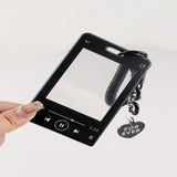 Music Player-Shaped Acrylic ID Card Holder with Glitter Badge Reel – Clear Card Sleeve with Keyring Accessory