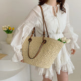 Women’s woven tote bag – large-capacity summer beach handbag, trendy braided shoulder bag for parties, vacation & daily stylish use