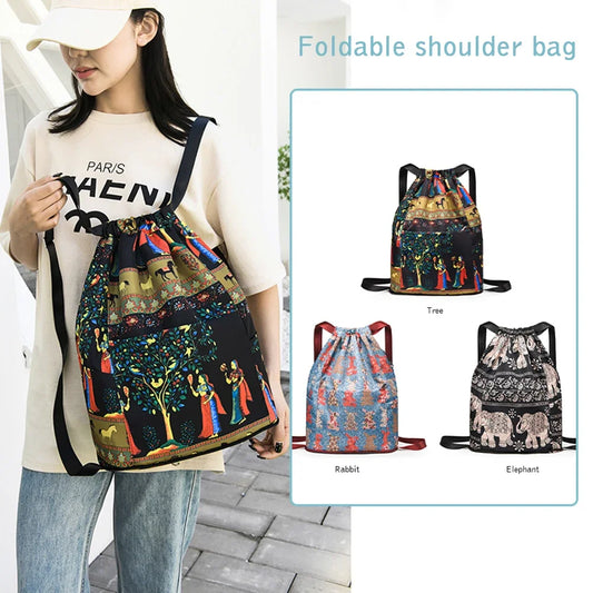 Foldable Drawstring Sports Backpack – Unisex Casual Knapsack with Dry & Wet Separation