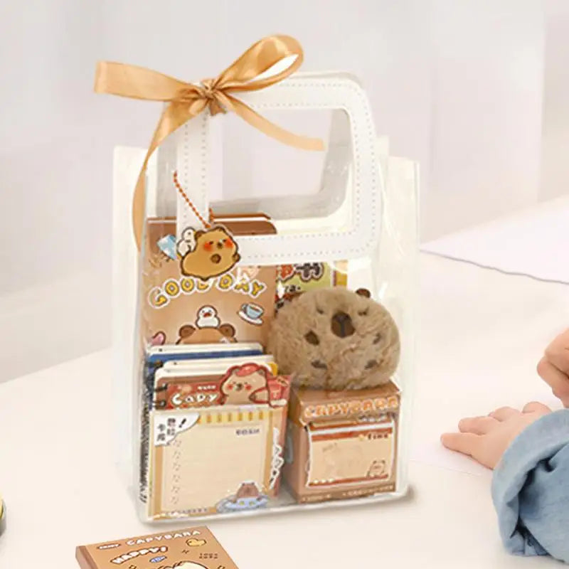 Capybara Cartoon Stationery Set – Complete Kit with Stickers, Notepads & Plush Pendants