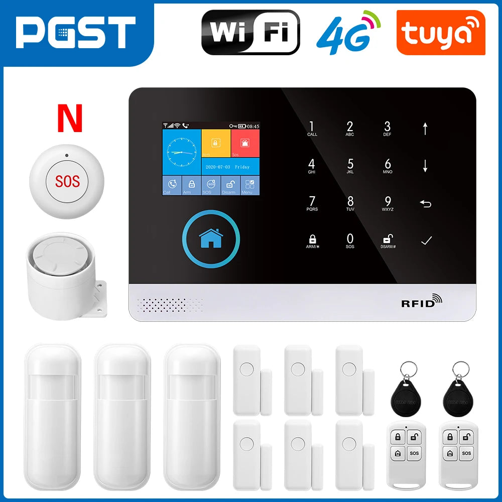 🏠 Wireless Home Security System – 4G & WiFi Alarm with Smart Life App Alerts, Door/Window & Motion Sensors