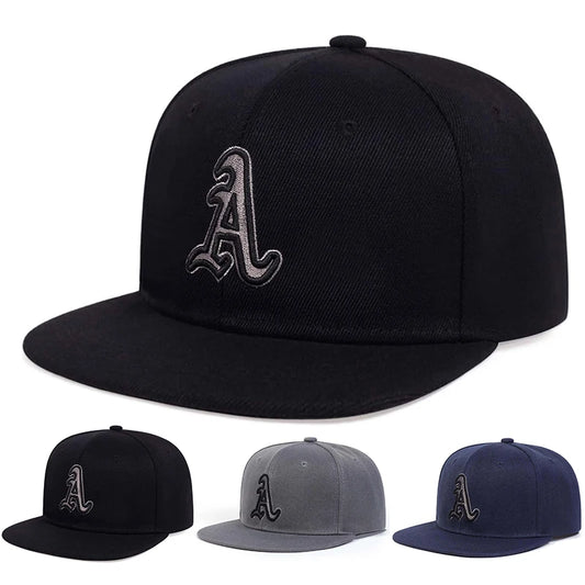 Unisex Gothic Letter "A" Embroidery Baseball Cap – Adjustable Hip-Hop Outdoor Casual Hat with Sun Protection