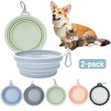 2-Pack Collapsible Pet Silicone Bowls – Portable Folding Food & Water Dishes with Carabiner for Dogs & Cats, Camping & Travel
