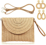 Women’s Woven Straw Envelope Clutch – Summer Beach Handbag & Casual Boho Purse for Vacations and Daily Use