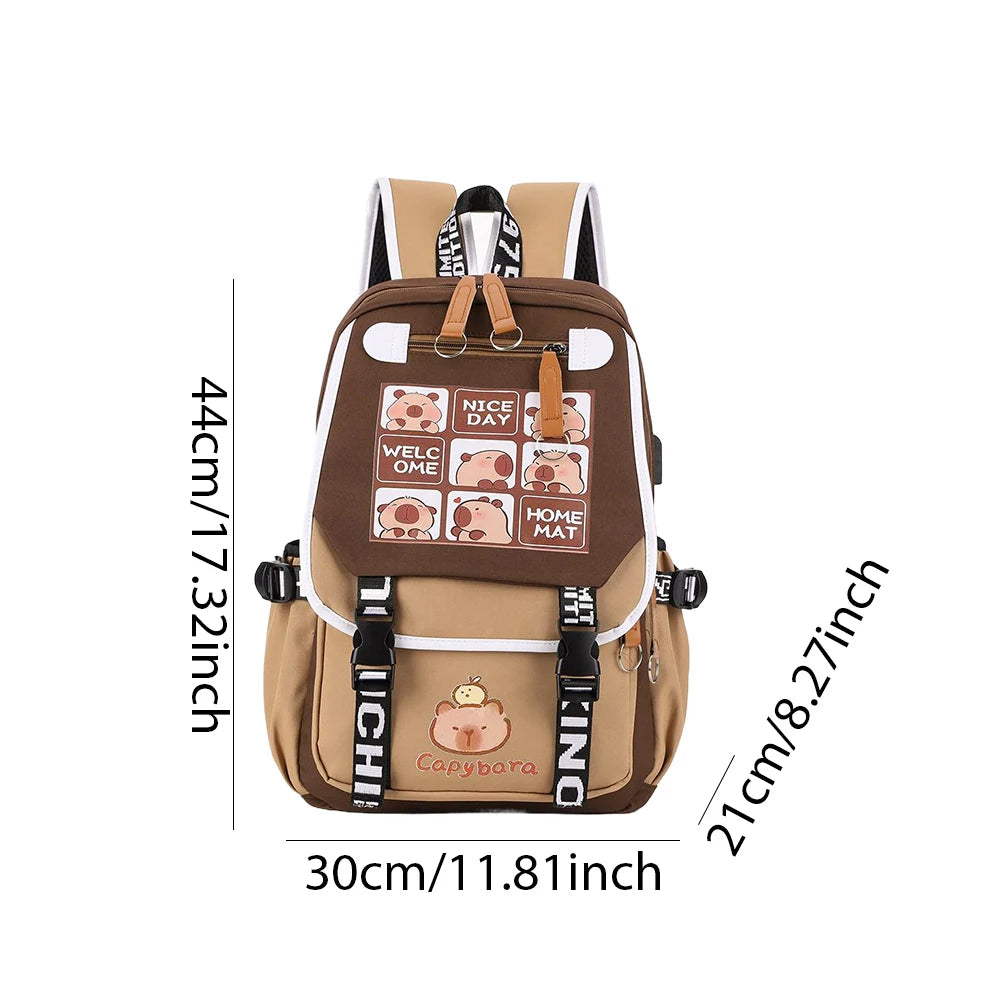 Capybara Laptop Backpack – Fun School Rucksack with 1 Main Compartment