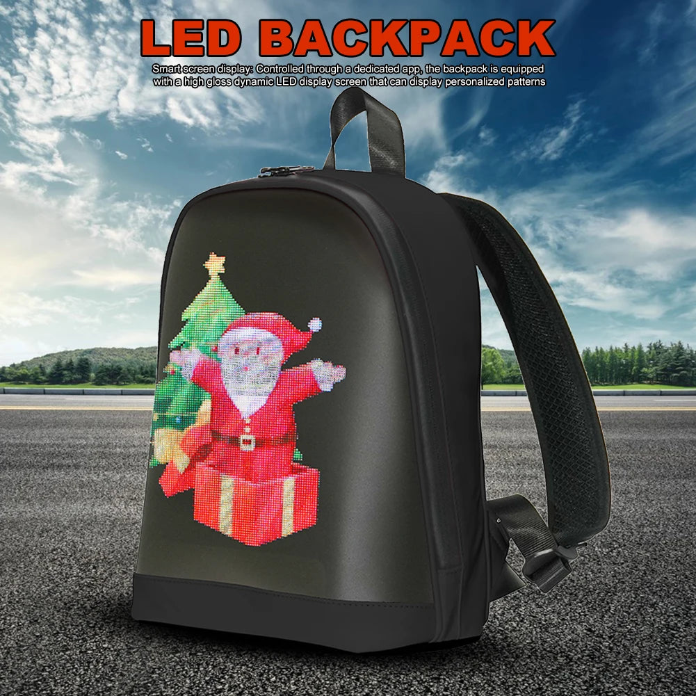 LED Motorcycle Advertising Backpack — App-Controlled Waterproof Pixel Screen Outdoor Business Display Bag