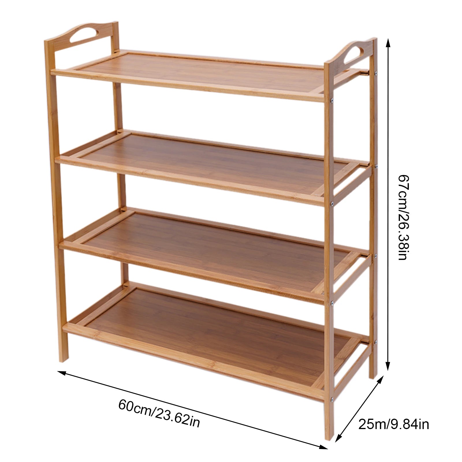 4-Tier Bamboo Open Shoe Storage Shelf – Wooden Shoe Rack Organizer for Entryway & Closet