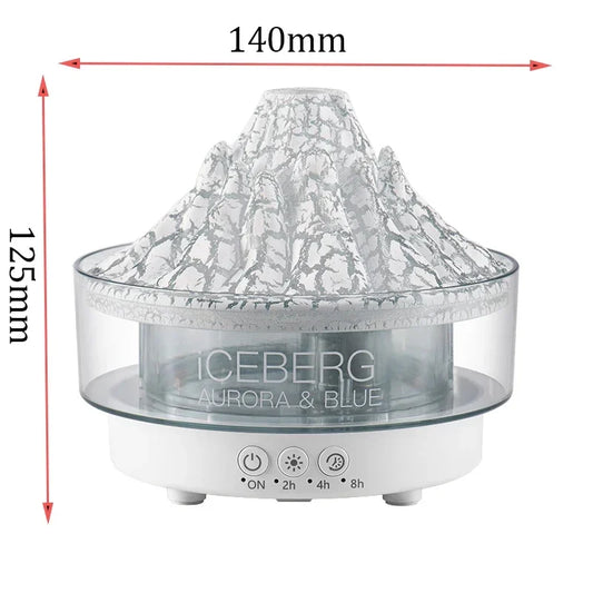 Glacier Lava Humidifier with Color LED & Realistic Flame Effect – Aroma Diffuser with 3-Speed Timer