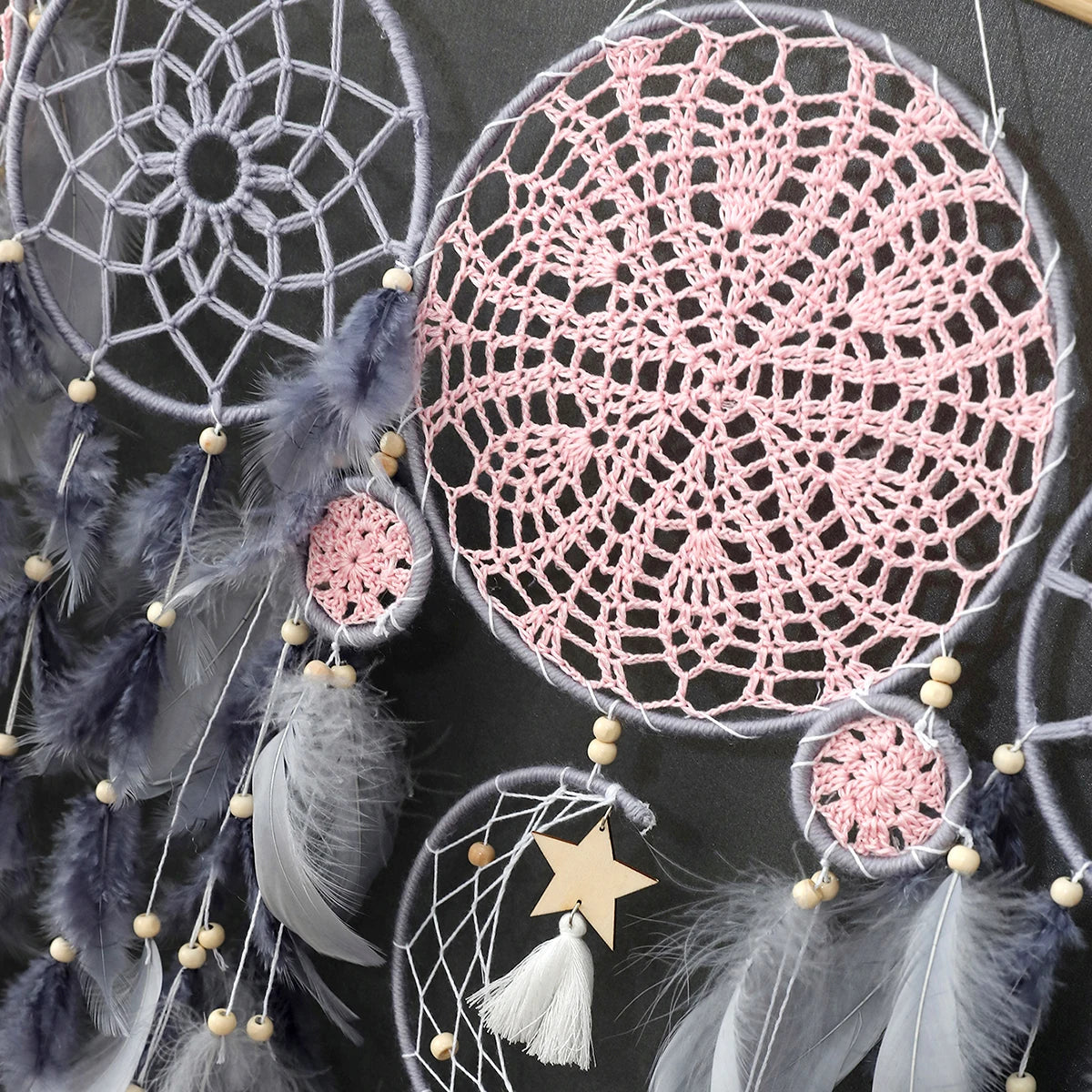 5-Piece Large Dreamcatcher Set – Handmade Boho Wall Hanging with Feathers & Beads | Dream Catcher Décor for Bedroom & Living Room
