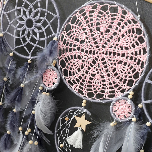 5-Piece Large Dreamcatcher Set – Handmade Boho Wall Hanging with Feathers & Beads | Dream Catcher Décor for Bedroom & Living Room