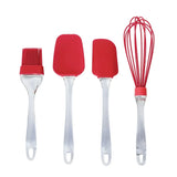 4‑Piece Heat‑Resistant Silicone Kitchen Utensils Set – Whisk, Spatula, Spoon & Basting Brush, Dishwasher Safe