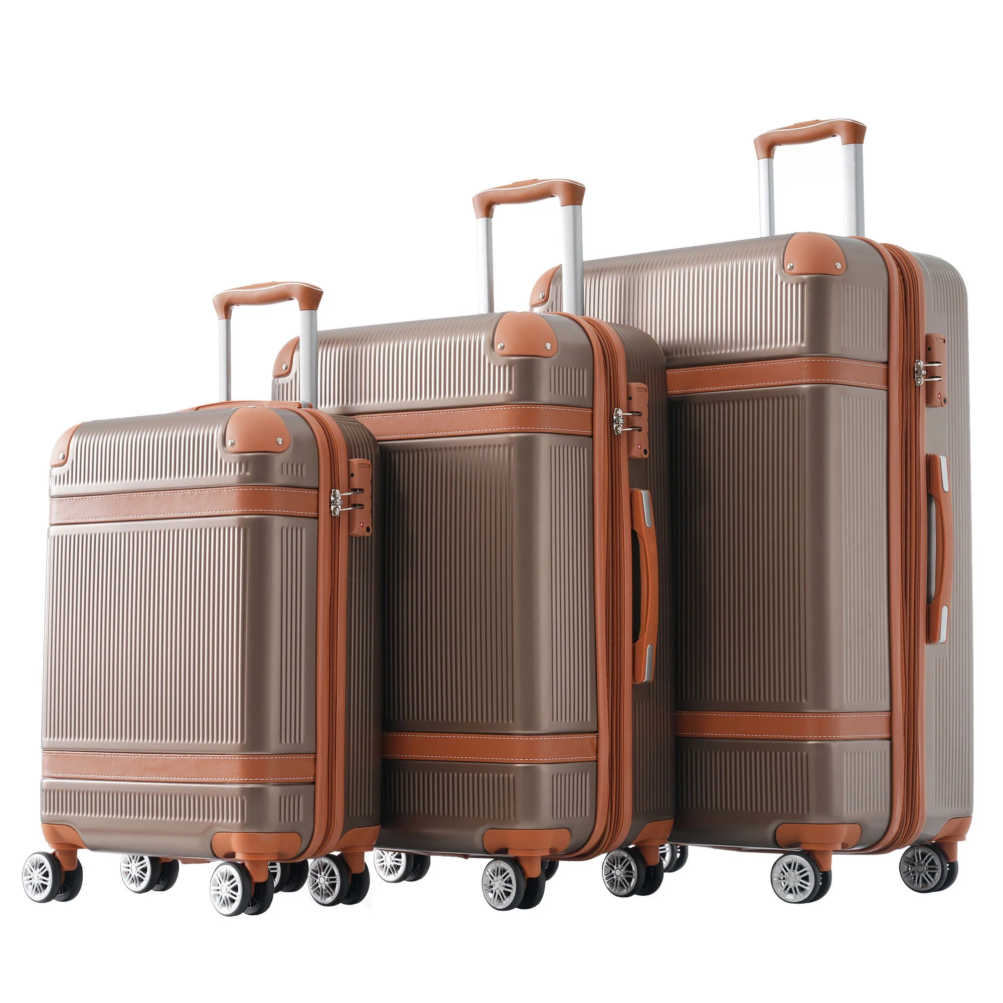 3-Piece Expandable Luggage Set (20”-24”-28”) – Lightweight Rolling Suitcases with 8 Spinner Wheels & TSA Lock