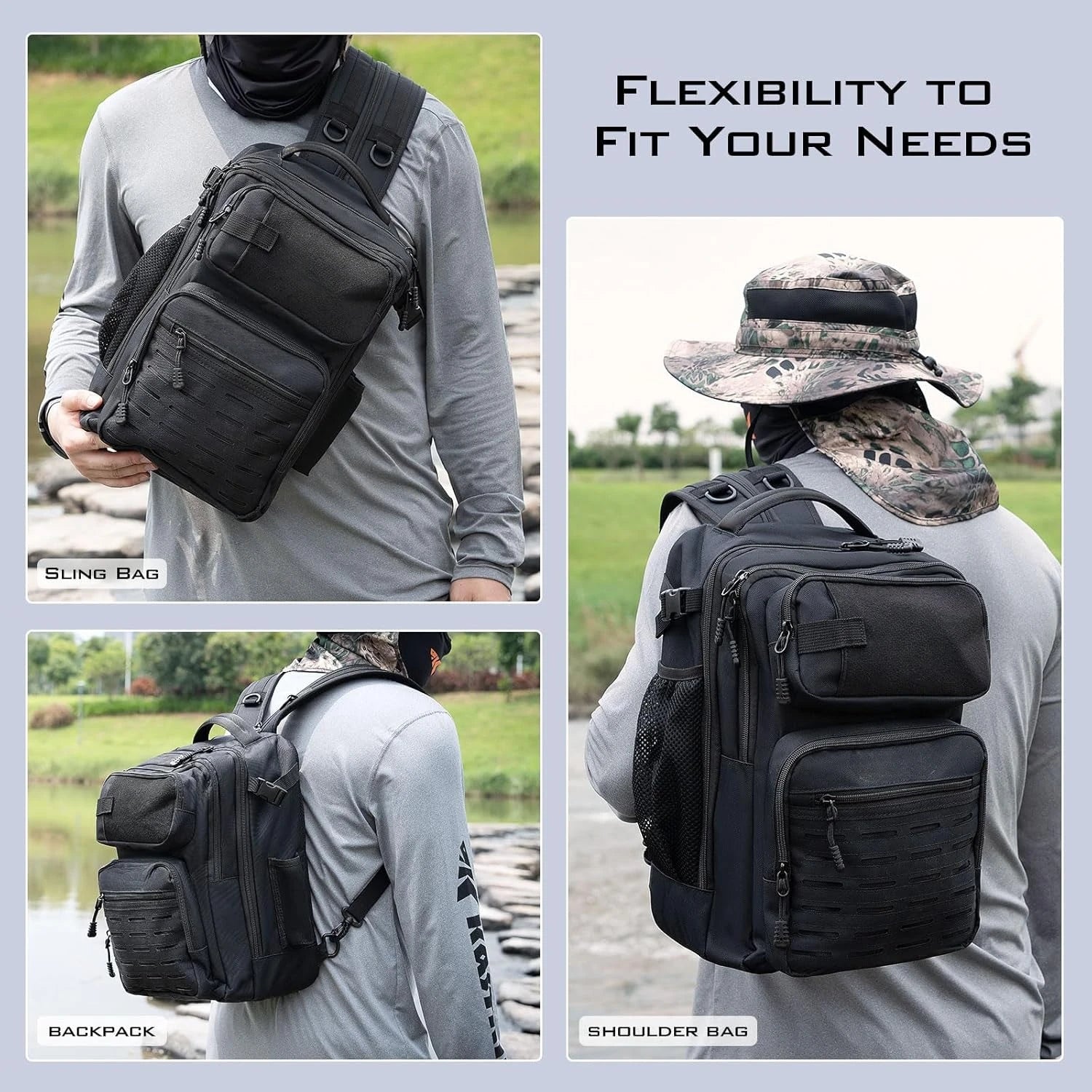 Tactical fishing sling tackle bag – lightweight waterproof backpack for gear & equipment, multi-storage fishing bag for men