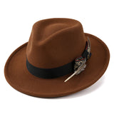 Unisex Classic Fedora Hat – Vintage Panama-Style Felt with Stylish Feather Detail for Summer Events & Jazz Festivals