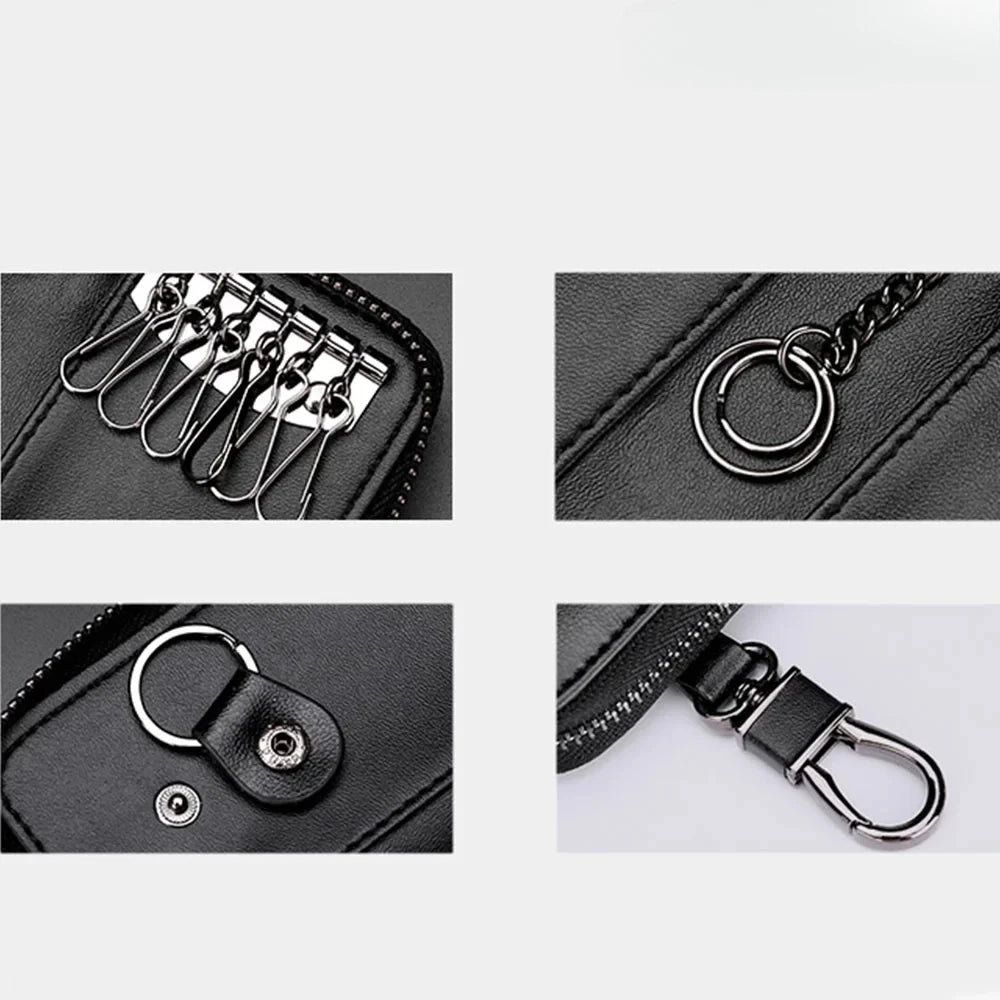 Genuine Leather Keychain Organizer – Unisex Key Bag, Multifunction Wallet & Car Key Holder Pouch