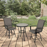 “3-Piece Counter Height Patio Bar Set with Modern Round Table & Swivel Bar Stools – Outdoor Pool, Garden & Backyard Deck Furniture”