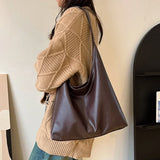 Women’s retro simple tote bag – large-capacity shoulder handbag, versatile casual shopping & work bag with minimalist design