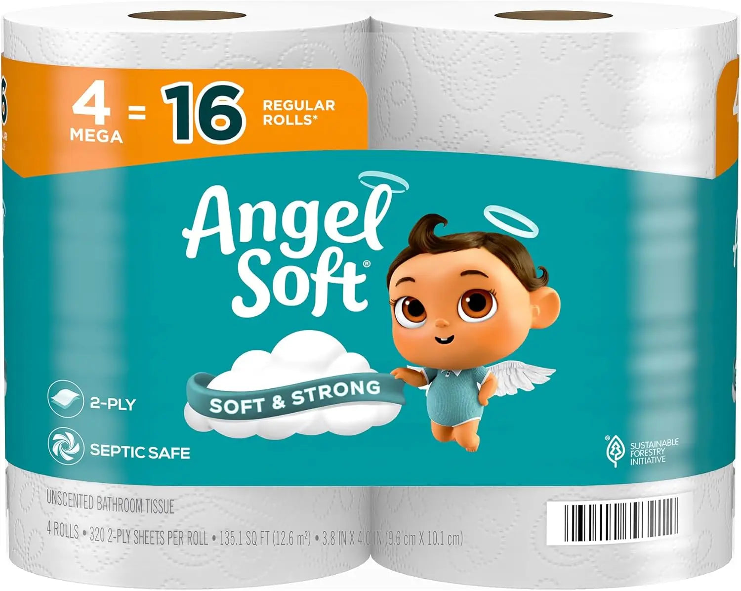 Soft Toilet Paper – Strong & Gentle Tissue, Available in 4, 8, 16 & 48 Mega Rolls (Equivalent to 16, 32, 64 & 192 Regular Rolls)