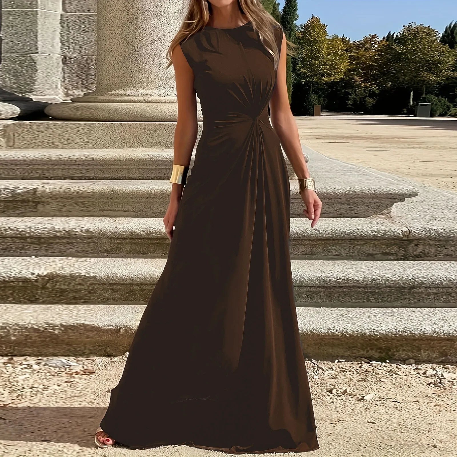Women’s Maternity Surplice Maxi Dress – Solid Cotton Pregnancy Outfit with Asymmetrical Waist, Formal Wear for Moms