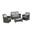“4-Piece Outdoor Patio Furniture Set – Rattan Chairs with Sofa & Tempered Glass Coffee Table”