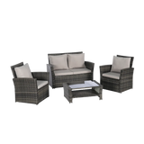 “4-Piece Outdoor Patio Furniture Set – Rattan Chairs with Sofa & Tempered Glass Coffee Table”