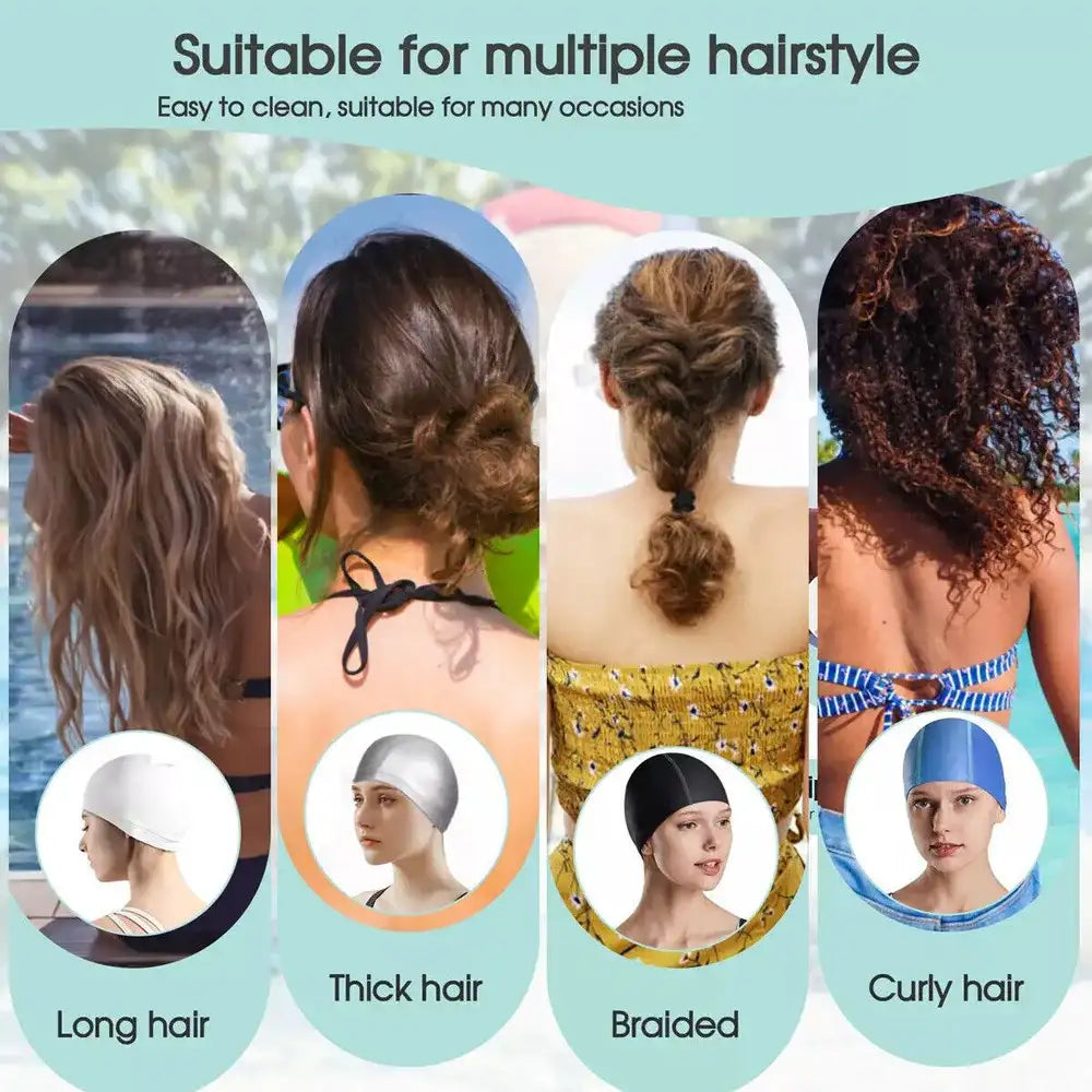 Solid Color Waterproof Swimming Cap for Men & Women – Long Hair Friendly Swim Hat 🏊‍♂️