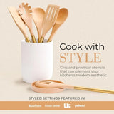 Premium 6-Piece Wooden Cooking Utensil Set with Gold Stainless Steel Handles – Stylish & Nonstick Safe