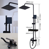 Zappo Matte Black 3-Way Wall-Mounted Rainfall Shower System – Shelf & Bathtub Mixer Included